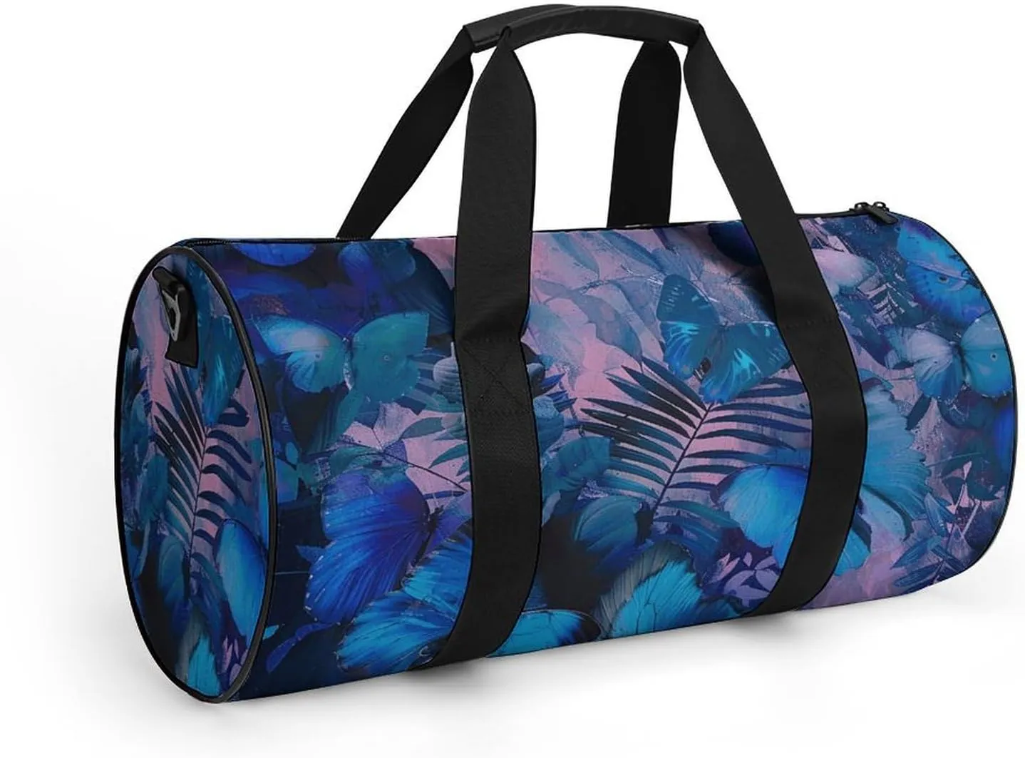 Gym Bag Dark Blue Butterfly Duffel Bag for Men Women Overnight Bag with Shoe Compartment Workout Bags