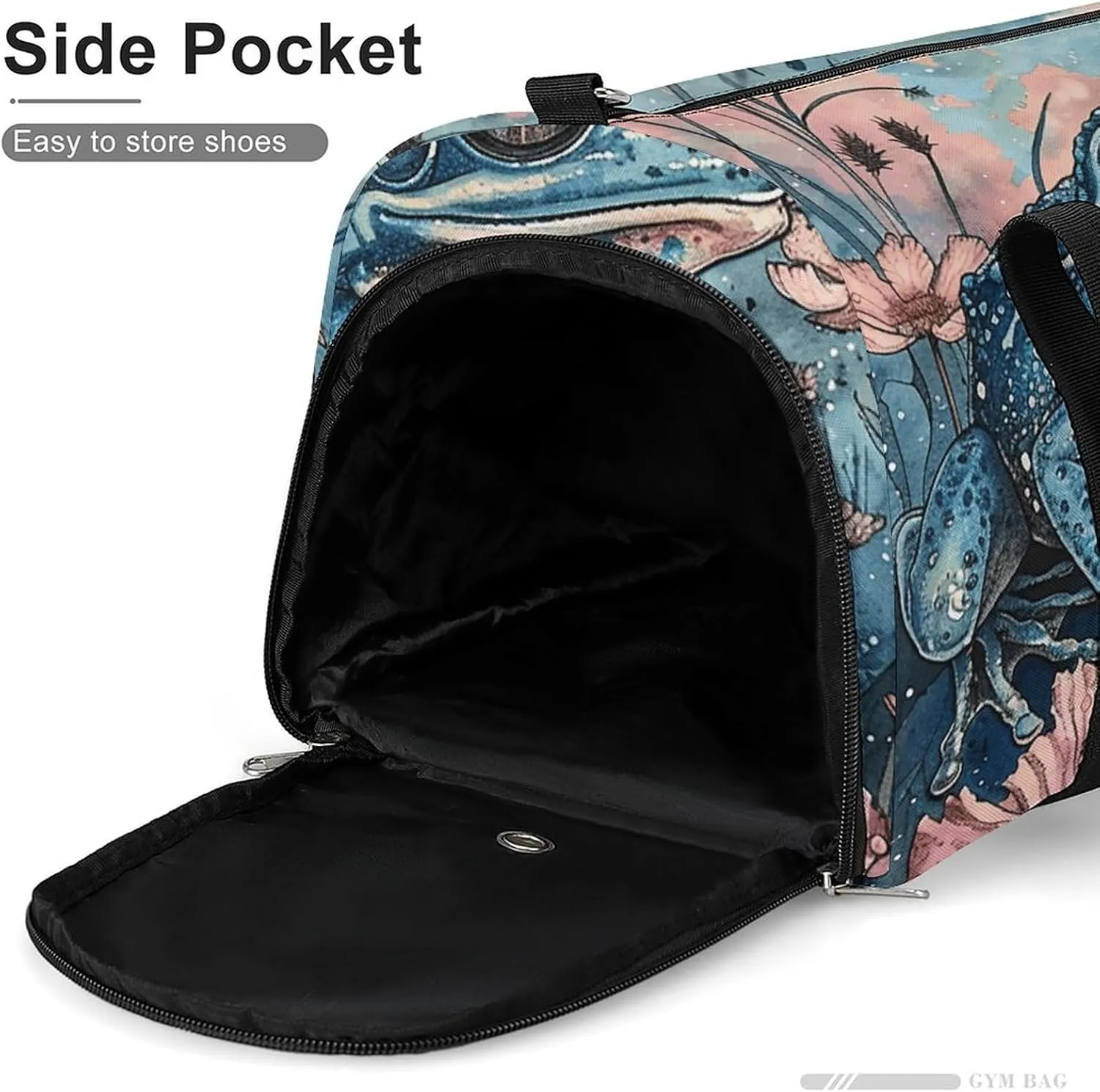 Gym Bag Dark Blue Landscape Pattern Duffel Bag for Men Women Overnight Bag with Shoe Compartment Workout Bags