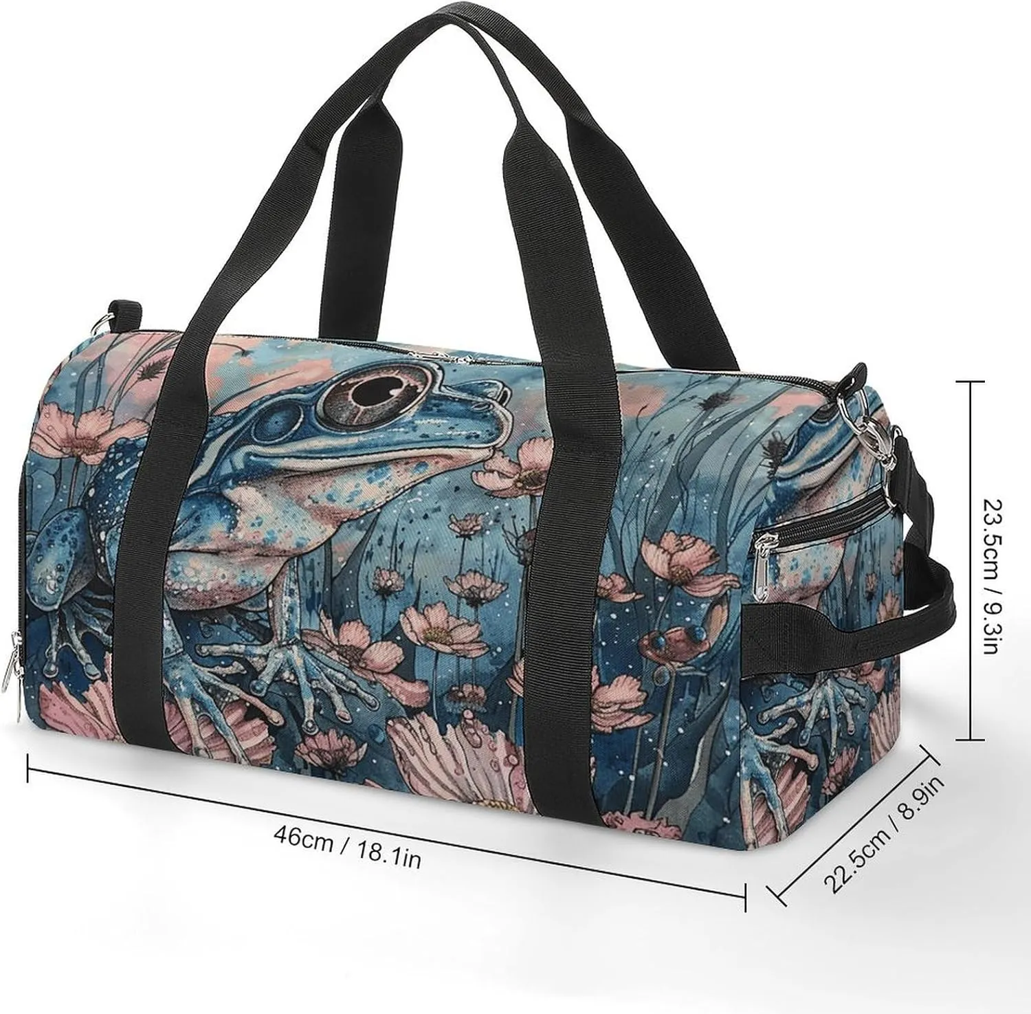 Gym Bag Dark Blue Landscape Pattern Duffel Bag for Men Women Overnight Bag with Shoe Compartment Workout Bags
