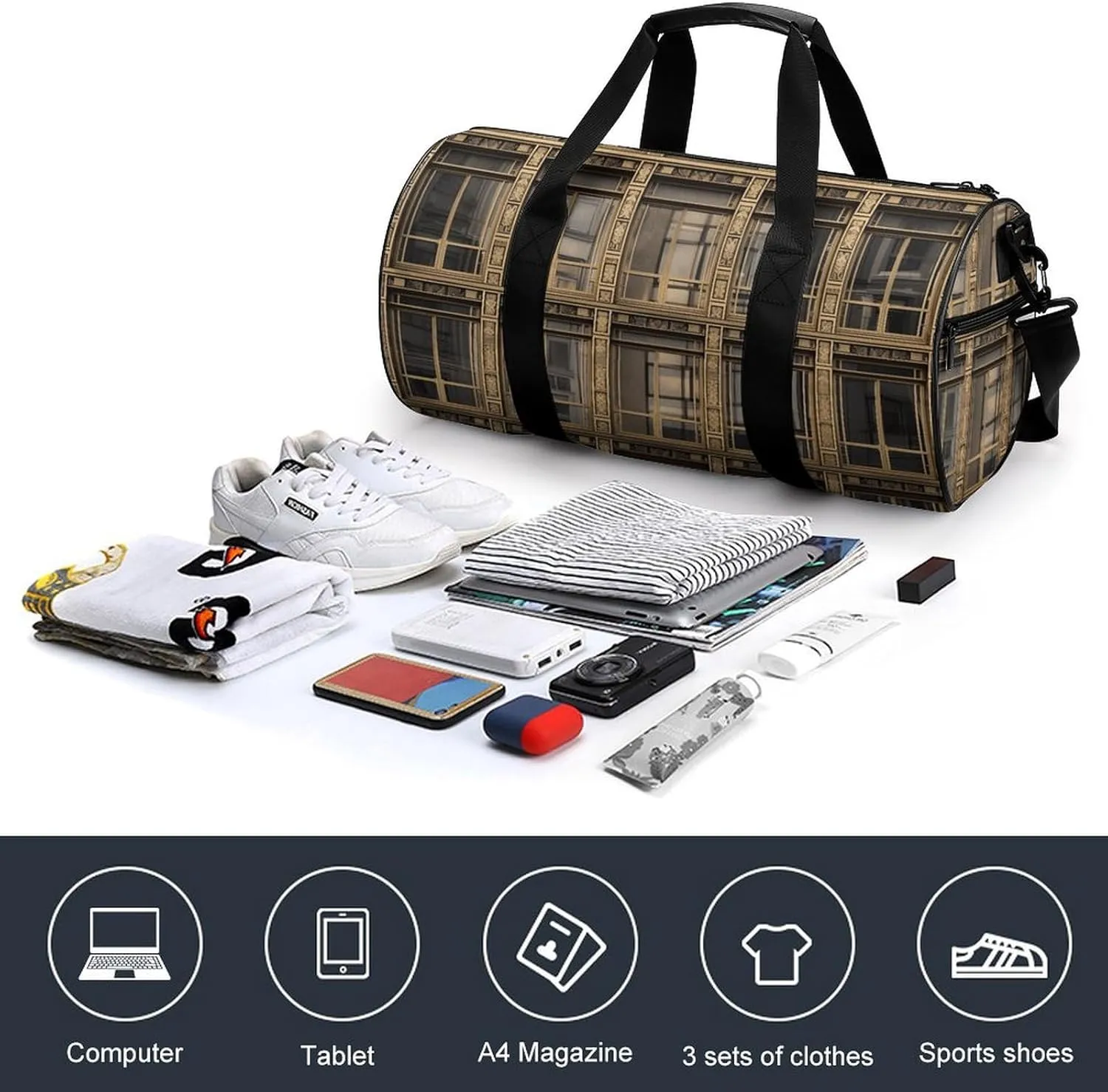 Gym Bag Designed Window Duffel Bag for Men Women Overnight Bag with Shoe Compartment Workout Bags