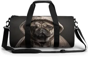 Gym Bag Dog Wearing Hat Duffel Bag for Men Women Overnight Bag with Shoe Compartment Workout Bags