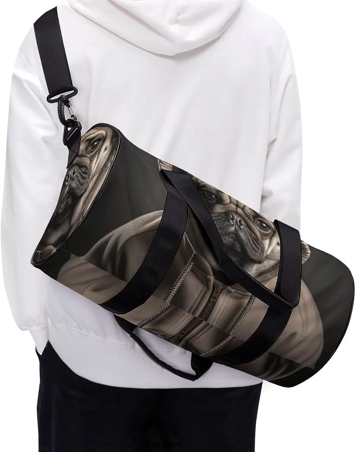 Gym Bag Dog Wearing Hat Duffel Bag for Men Women Overnight Bag with Shoe Compartment Workout Bags