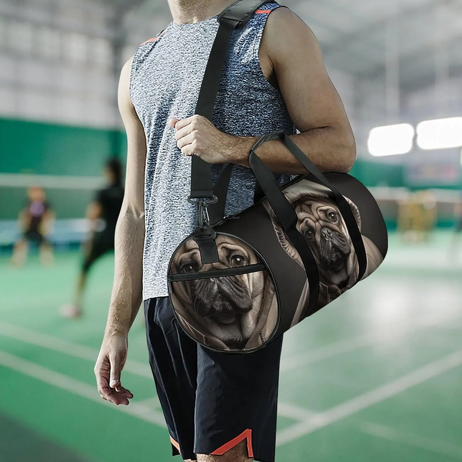 Gym Bag Dog Wearing Hat Duffel Bag for Men Women Overnight Bag with Shoe Compartment Workout Bags
