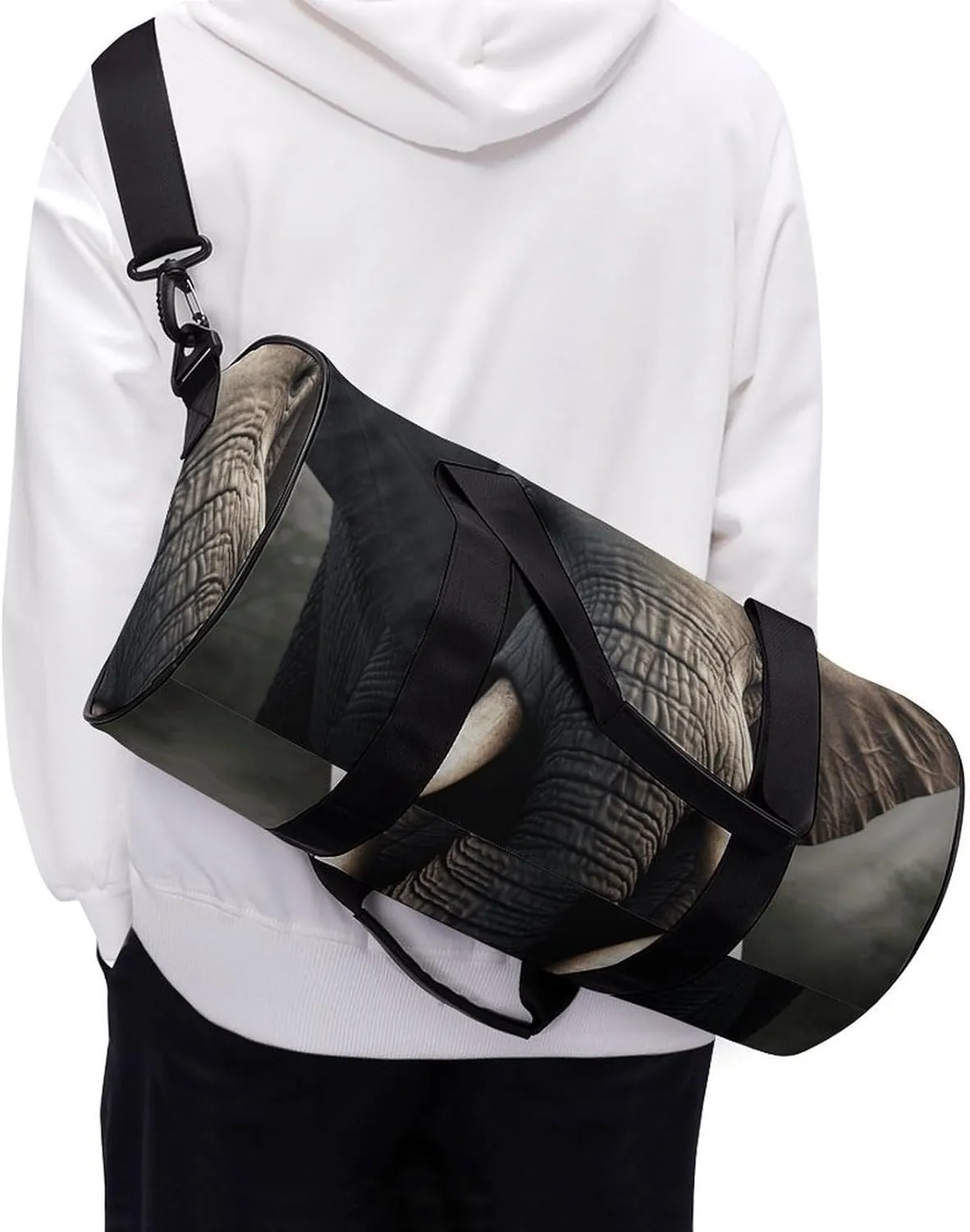 Gym Bag Elephant Image Duffel Bag for Men Women Overnight Bag with Shoe Compartment Workout Bags