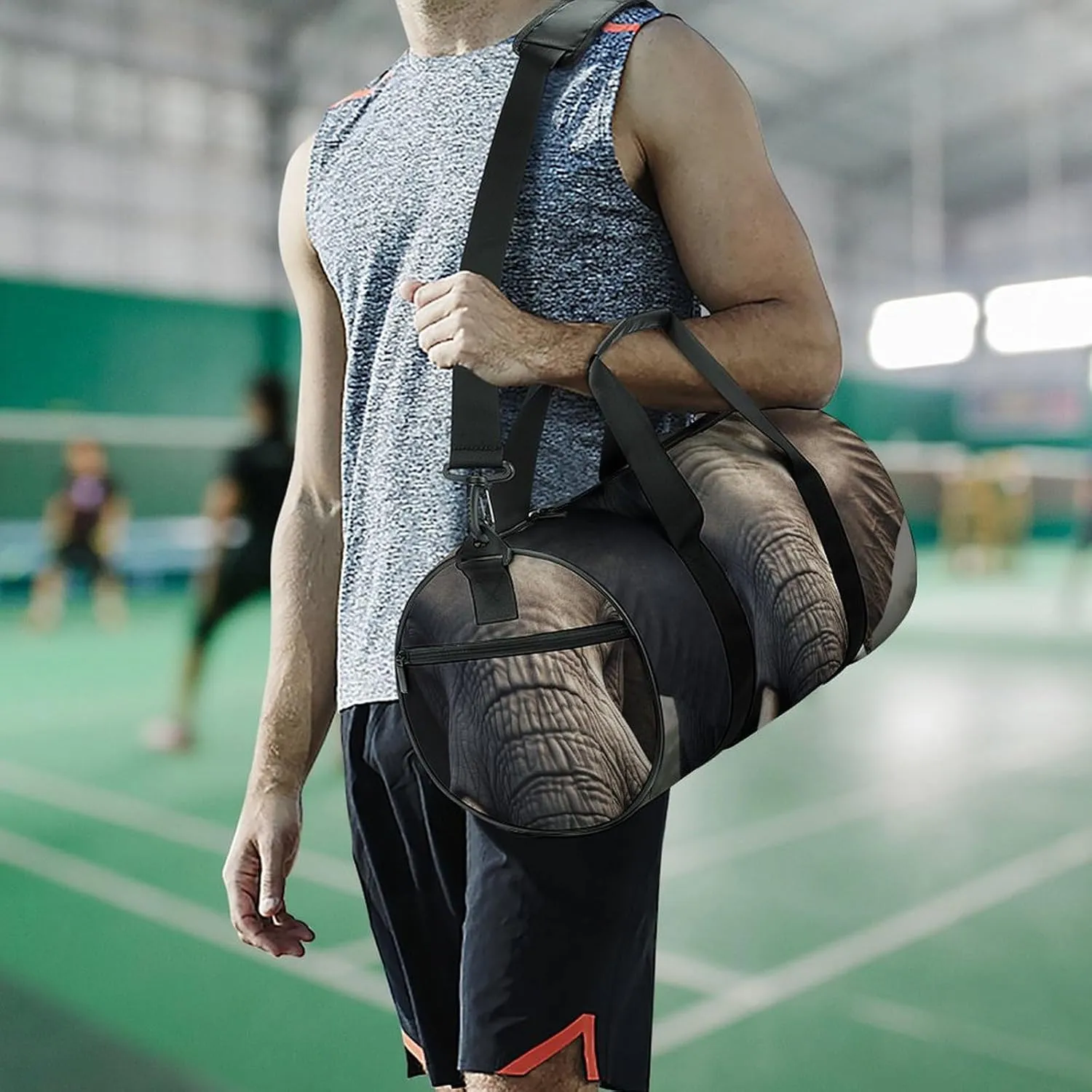 Gym Bag Elephant Image Duffel Bag for Men Women Overnight Bag with Shoe Compartment Workout Bags