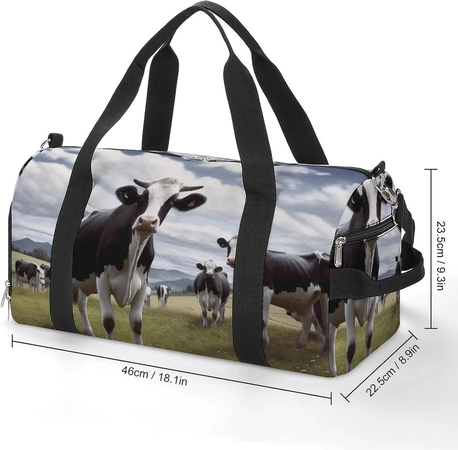 Gym Bag Farm Cow Pictures Duffel Bag for Men Women Overnight Bag with Shoe Compartment Workout Bags