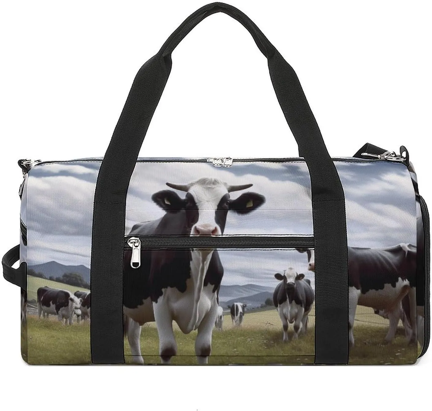 Gym Bag Farm Cow Pictures Duffel Bag for Men Women Overnight Bag with Shoe Compartment Workout Bags