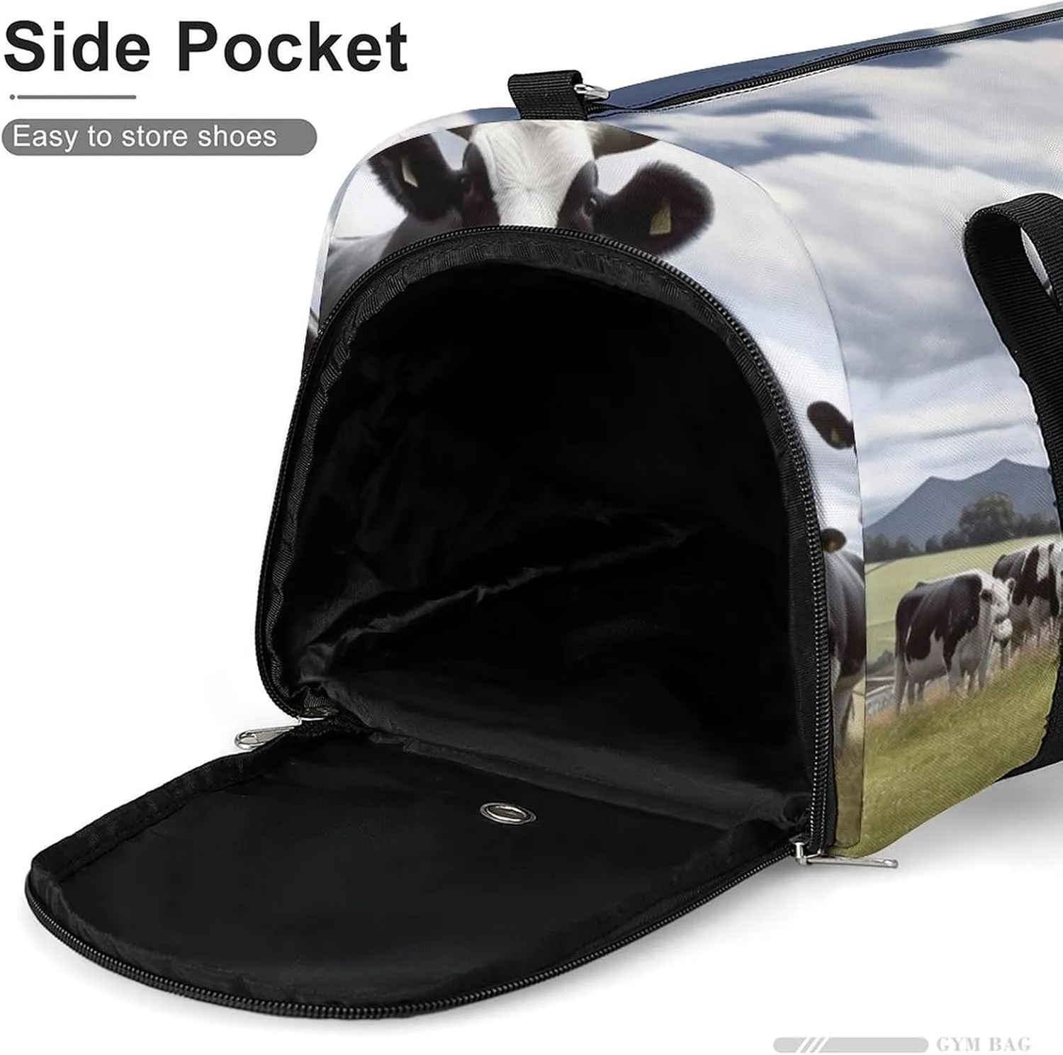 Gym Bag Farm Cow Pictures Duffel Bag for Men Women Overnight Bag with Shoe Compartment Workout Bags