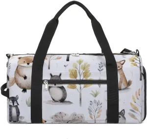 Gym Bag Forest Creatures Duffel Bag for Men Women Overnight Bag with Shoe Compartment Workout Bags