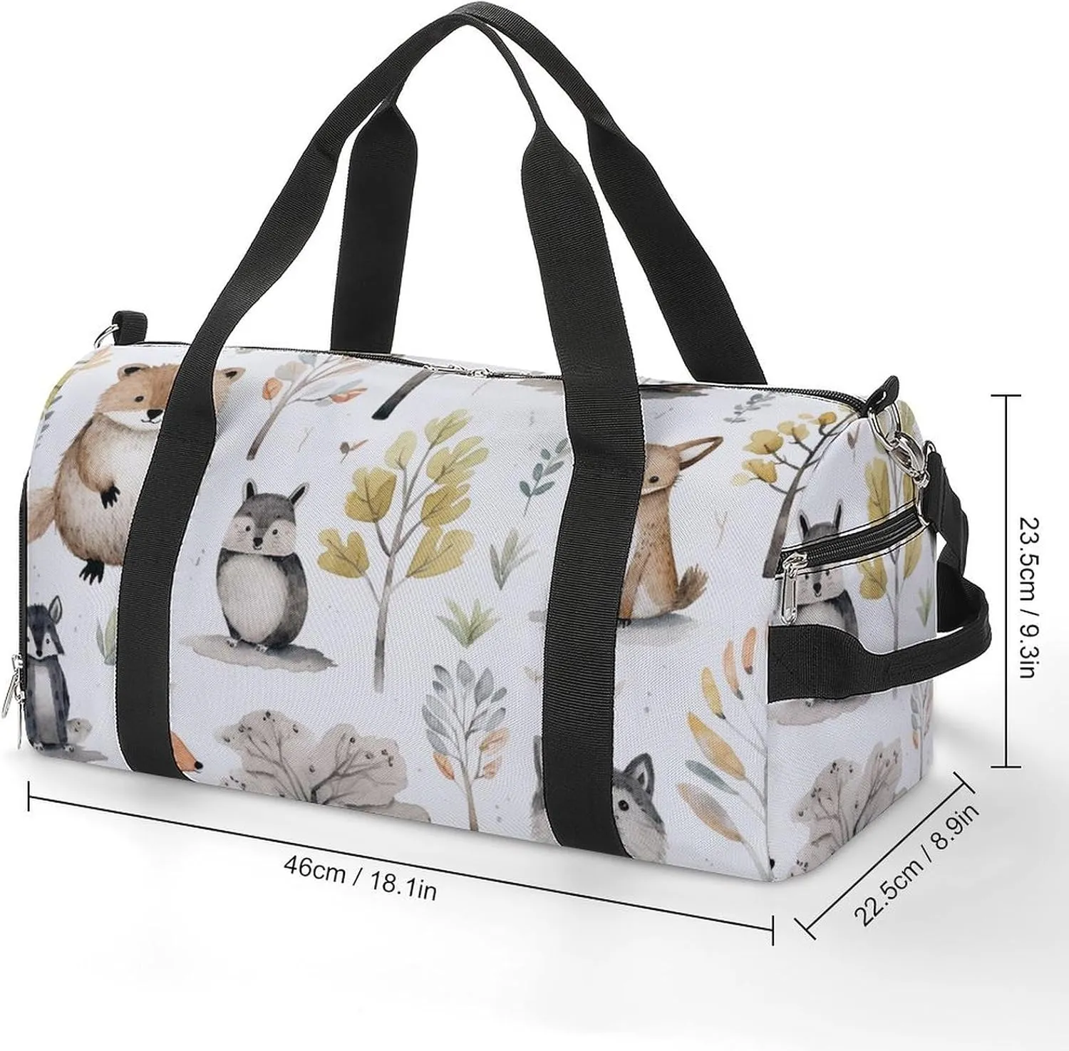 Gym Bag Forest Creatures Duffel Bag for Men Women Overnight Bag with Shoe Compartment Workout Bags