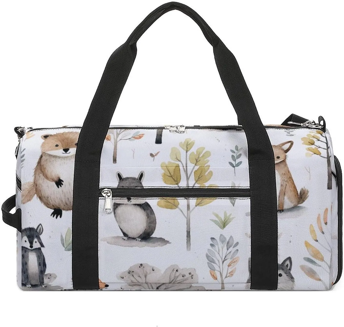 Gym Bag Forest Creatures Duffel Bag for Men Women Overnight Bag with Shoe Compartment Workout Bags