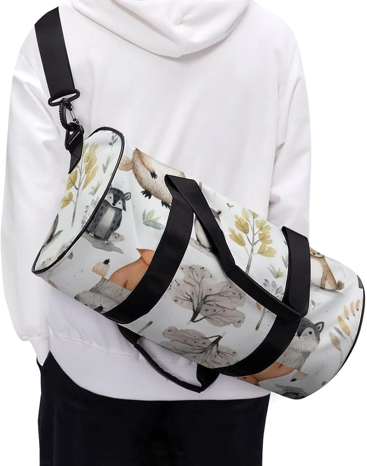 Gym Bag Forest Creatures Duffel Bag for Men Women Overnight Bag with Shoe Compartment Workout Bags