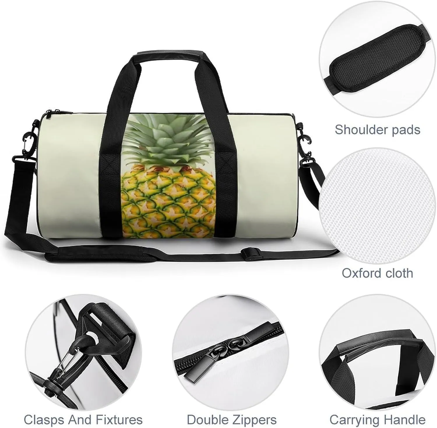 Gym Bag Fresh Pineapple Duffel Bag for Men Women Overnight Bag with Shoe Compartment Workout Bags