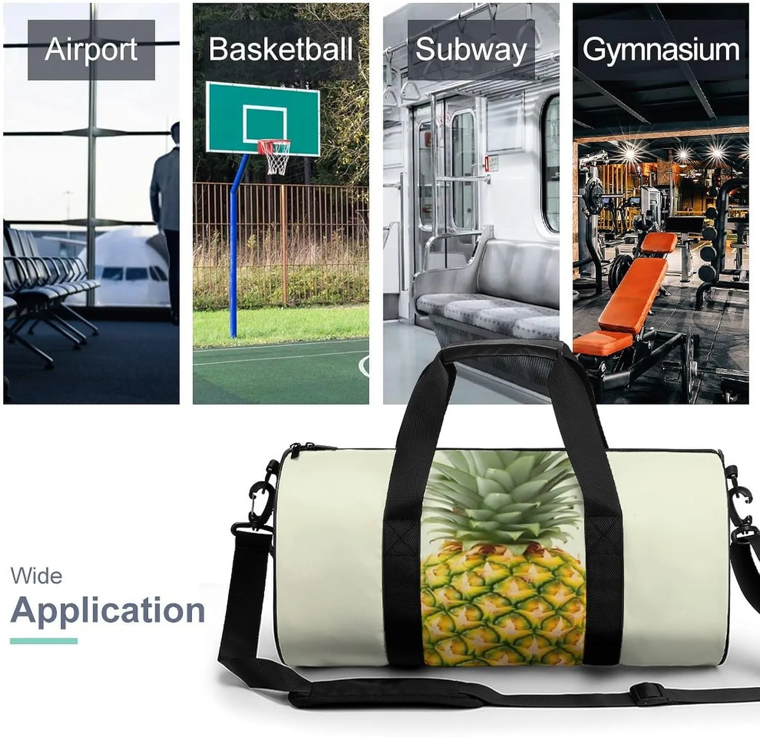 Gym Bag Fresh Pineapple Duffel Bag for Men Women Overnight Bag with Shoe Compartment Workout Bags