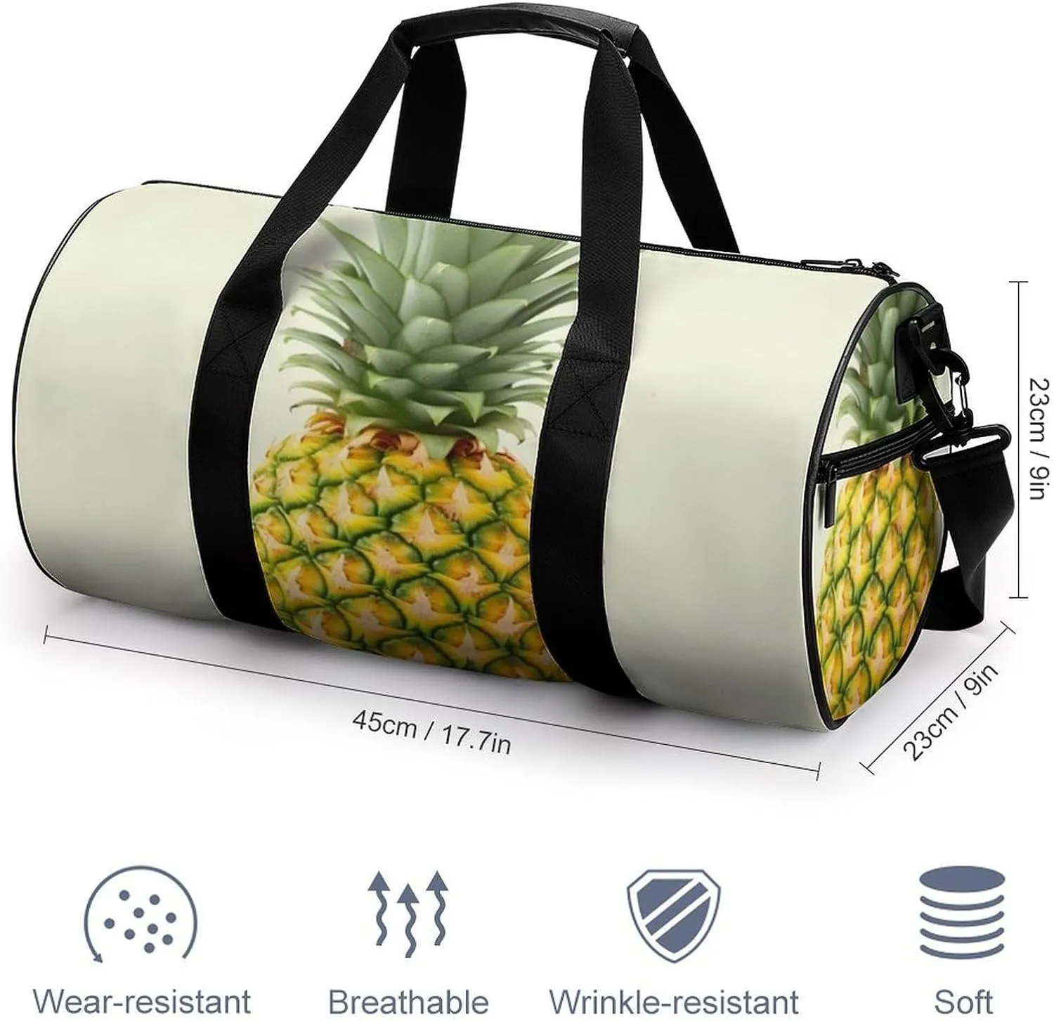 Gym Bag Fresh Pineapple Duffel Bag for Men Women Overnight Bag with Shoe Compartment Workout Bags