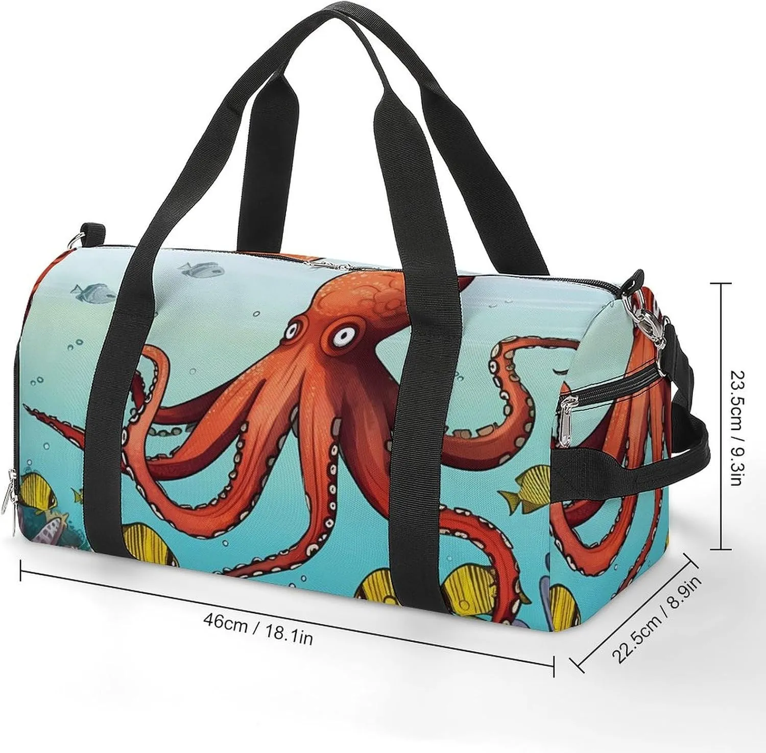 Gym Bag Giant Octopus Duffel Bag for Men Women Overnight Bag with Shoe Compartment Workout Bags