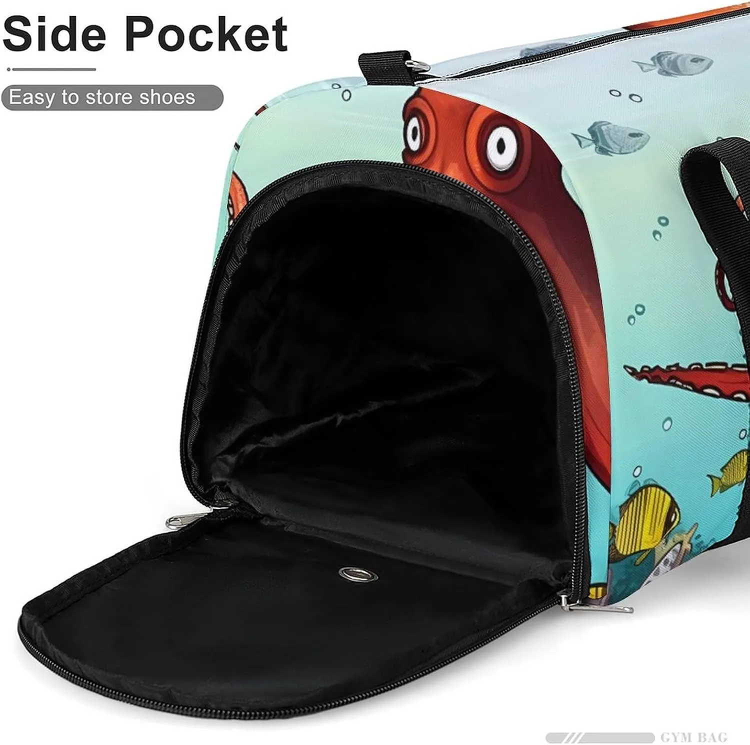 Gym Bag Giant Octopus Duffel Bag for Men Women Overnight Bag with Shoe Compartment Workout Bags