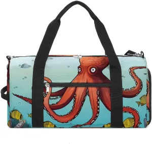 Gym Bag Giant Octopus Duffel Bag for Men Women Overnight Bag with Shoe Compartment Workout Bags