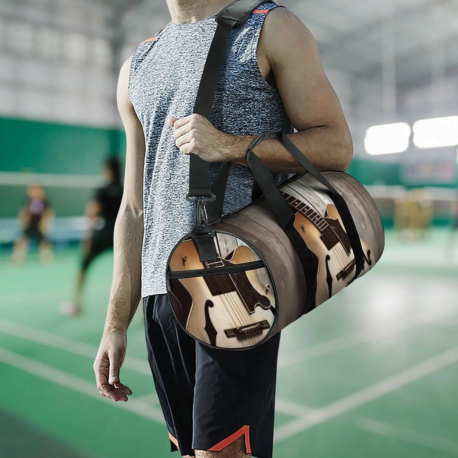 Gym Bag Guitar Pictures Duffel Bag for Men Women Overnight Bag with Shoe Compartment Workout Bags