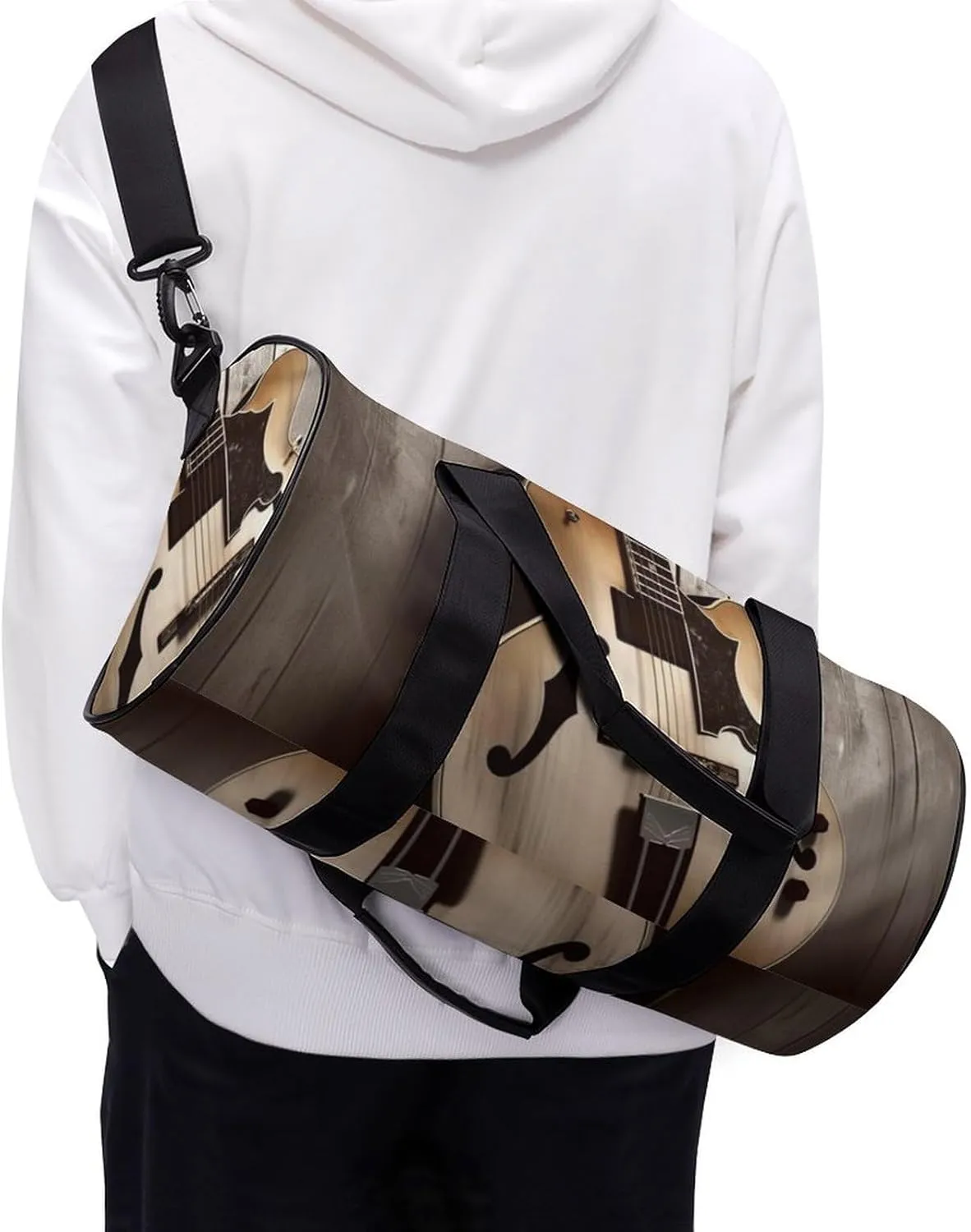 Gym Bag Guitar Pictures Duffel Bag for Men Women Overnight Bag with Shoe Compartment Workout Bags