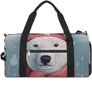 Gym Bag Hand Drawn Bear Duffel Bag for Men Women Overnight Bag with Shoe Compartment Workout Bags