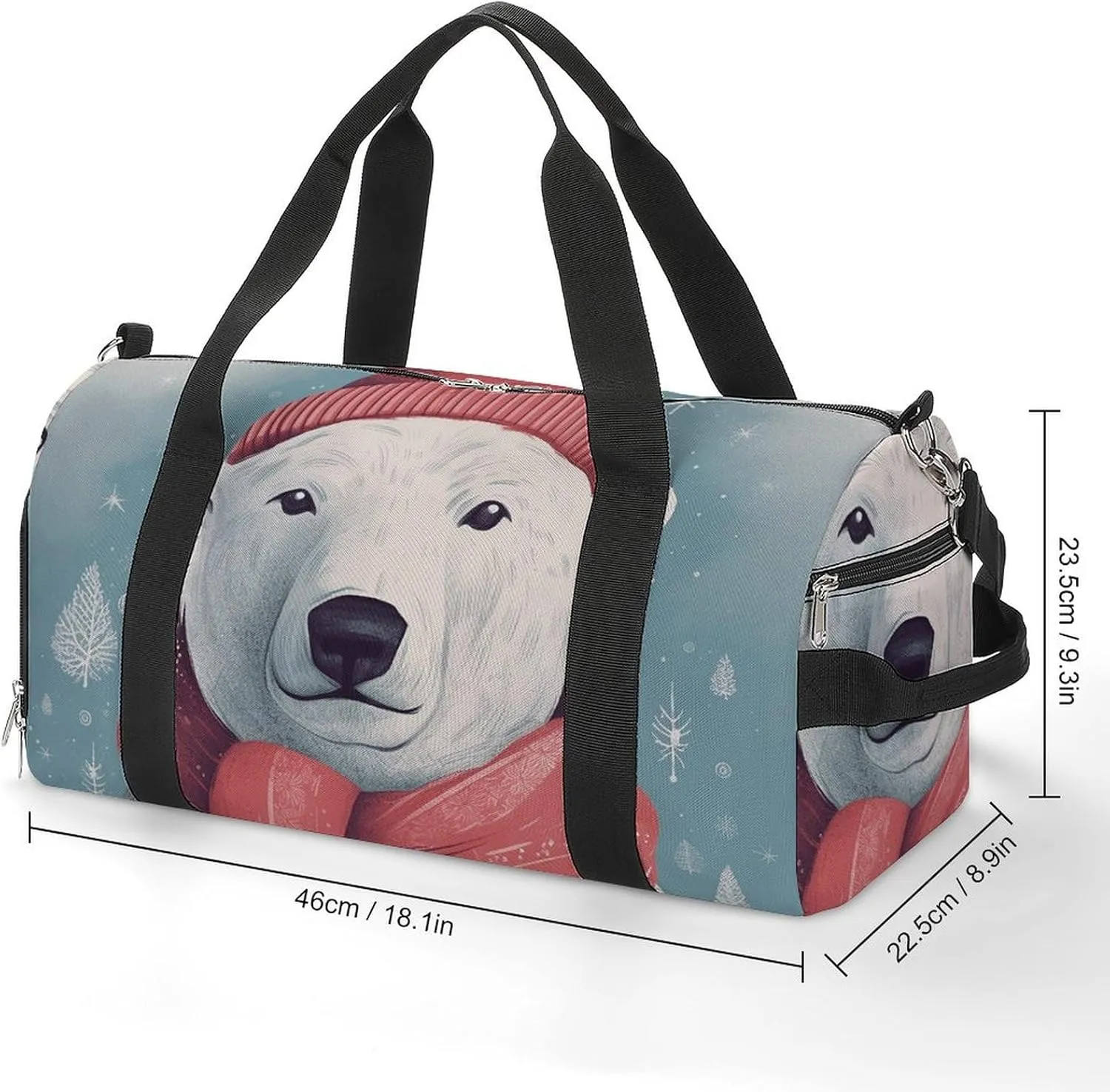 Gym Bag Hand Drawn Bear Duffel Bag for Men Women Overnight Bag with Shoe Compartment Workout Bags