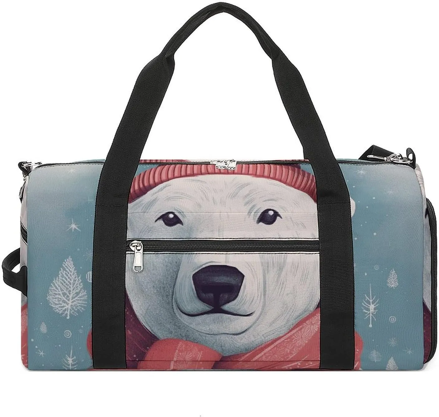 Gym Bag Hand Drawn Bear Duffel Bag for Men Women Overnight Bag with Shoe Compartment Workout Bags