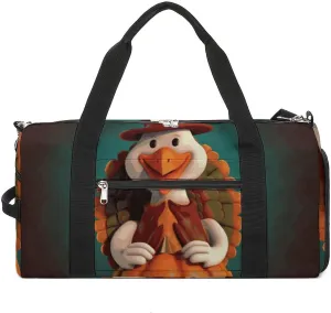 Gym Bag Happy Thanksgiving Turkey Duffel Bag for Men Women Overnight Bag with Shoe Compartment Workout Bags