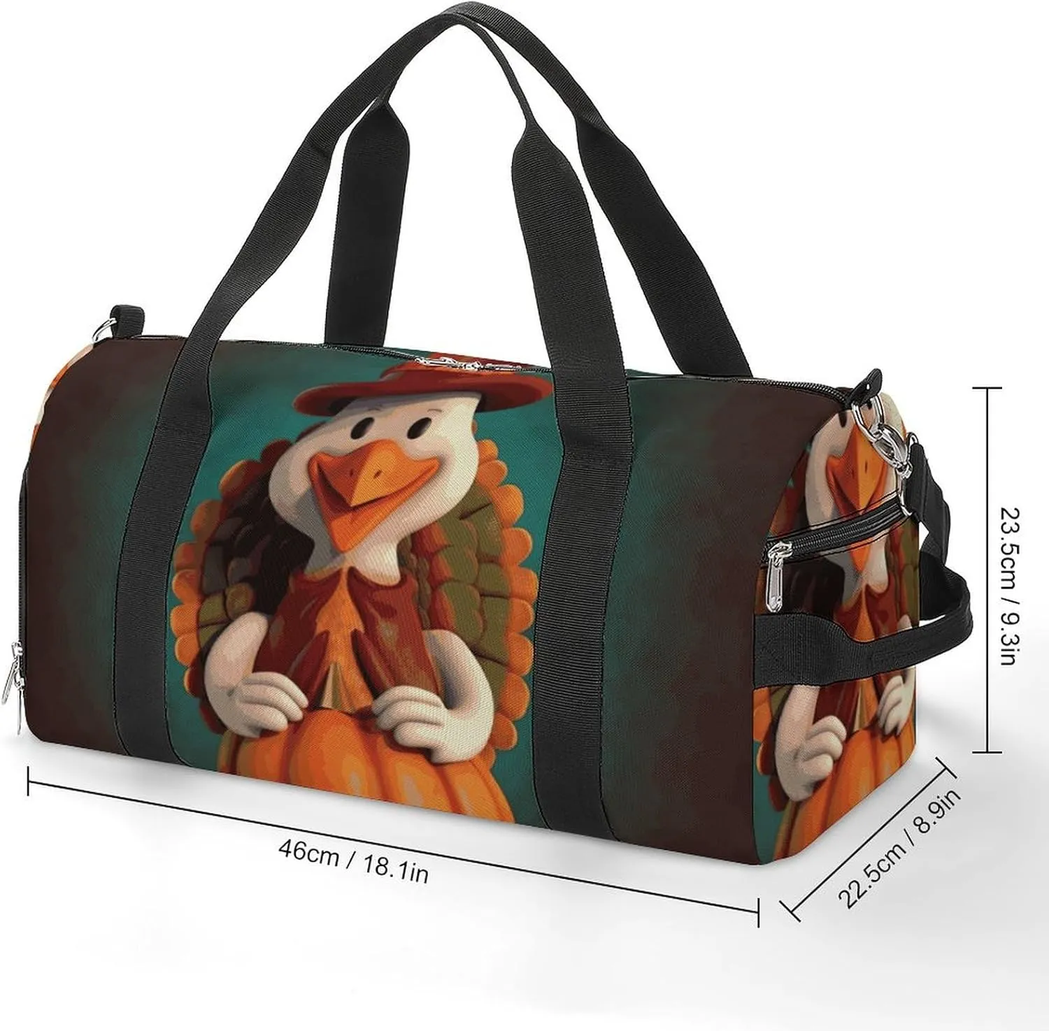 Gym Bag Happy Thanksgiving Turkey Duffel Bag for Men Women Overnight Bag with Shoe Compartment Workout Bags