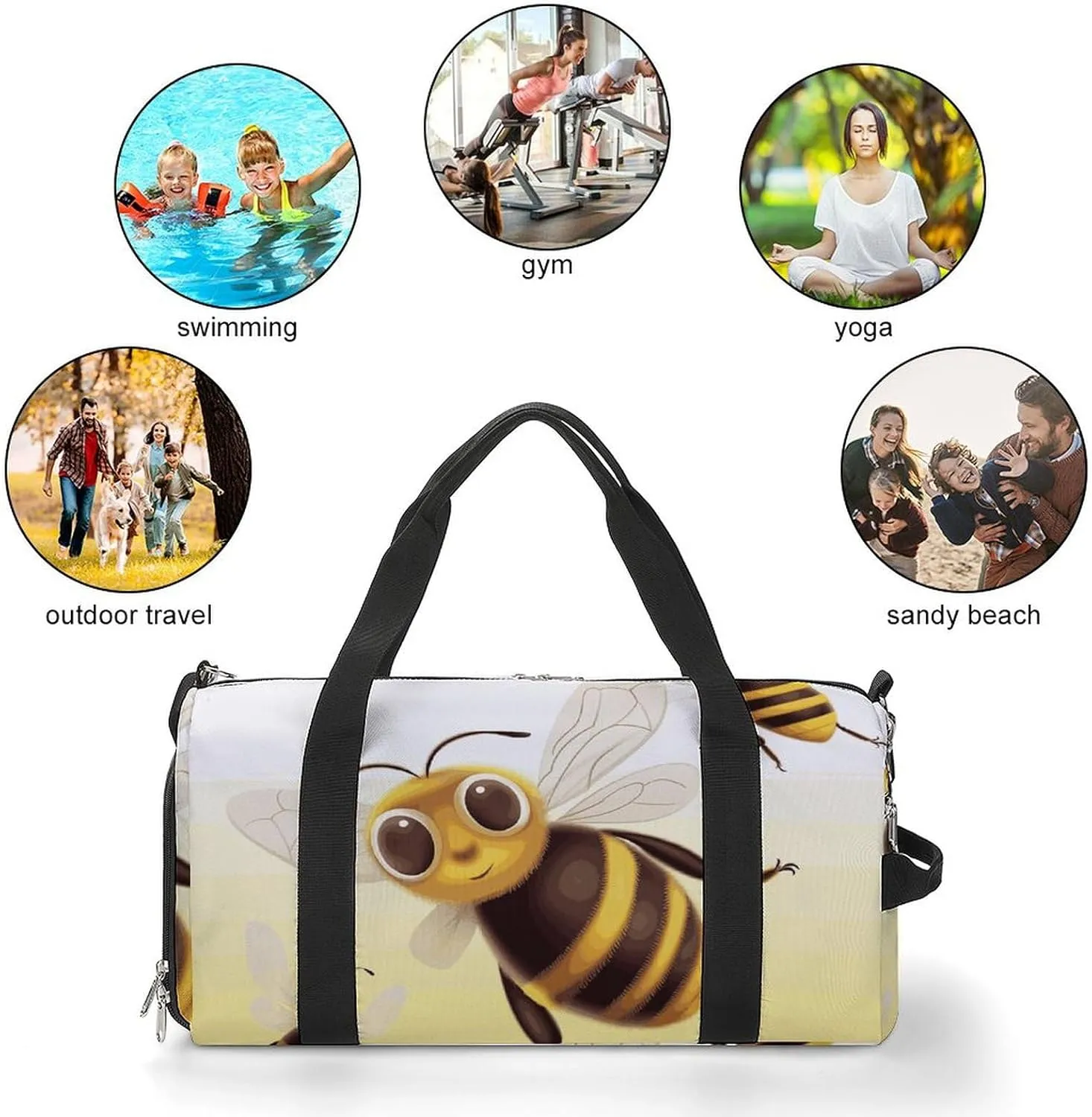 Gym Bag Honey Animal Duffel Bag for Men Women Overnight Bag with Shoe Compartment Workout Bags
