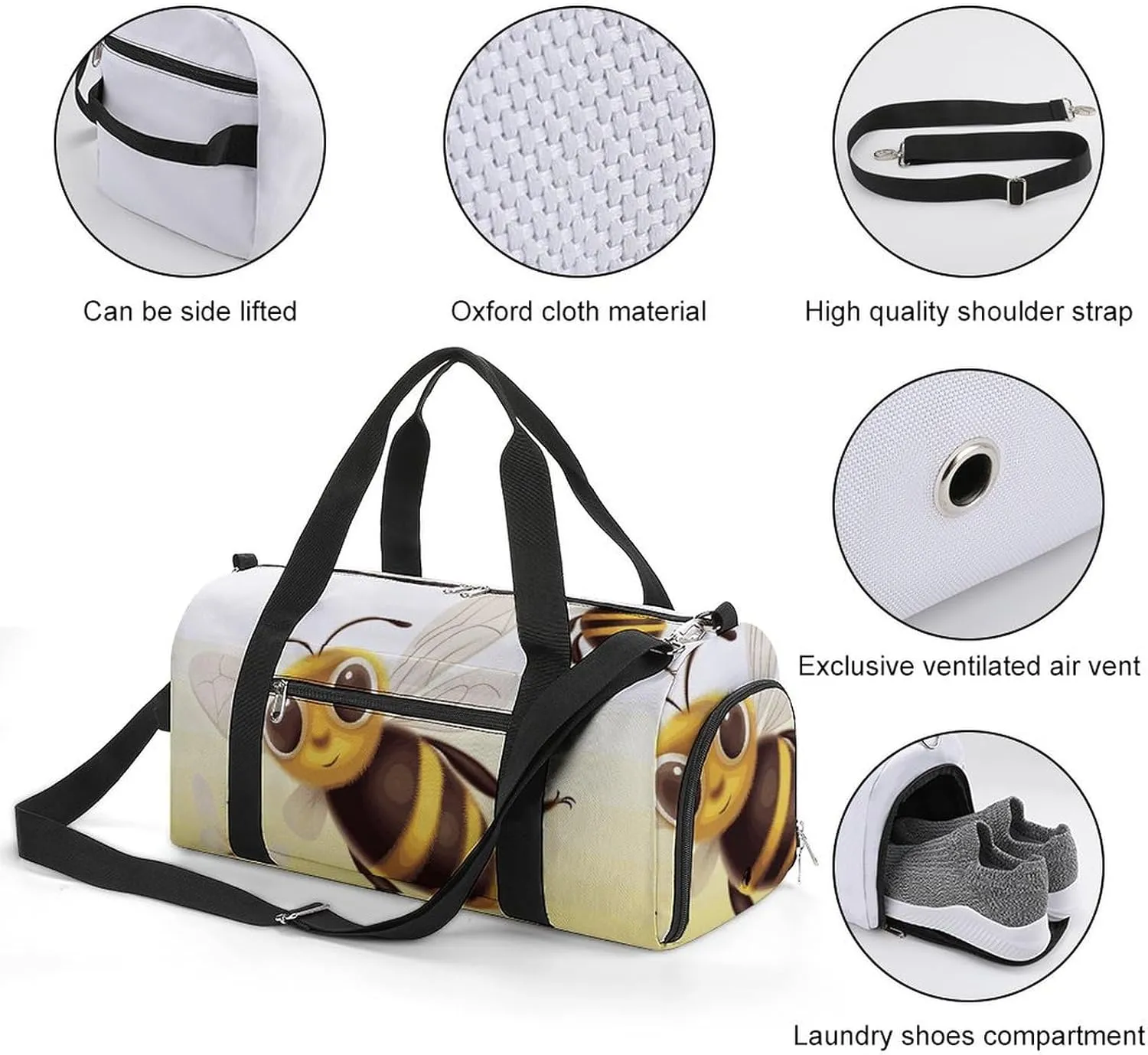 Gym Bag Honey Animal Duffel Bag for Men Women Overnight Bag with Shoe Compartment Workout Bags