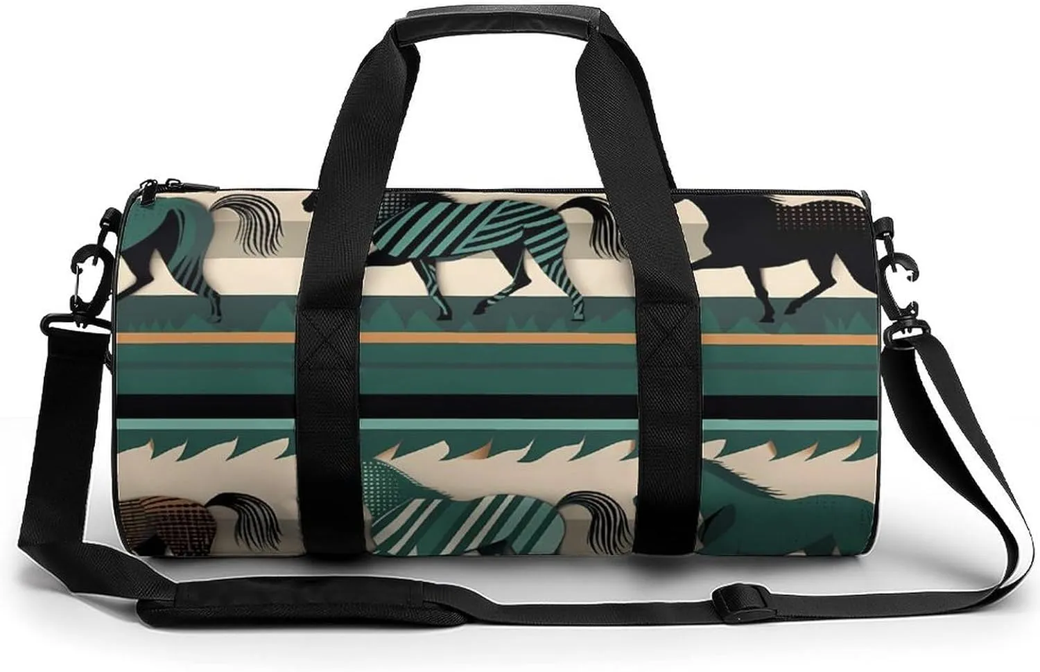 Gym Bag Horse Stripes Pattern Duffel Bag for Men Women Overnight Bag with Shoe Compartment Workout Bags