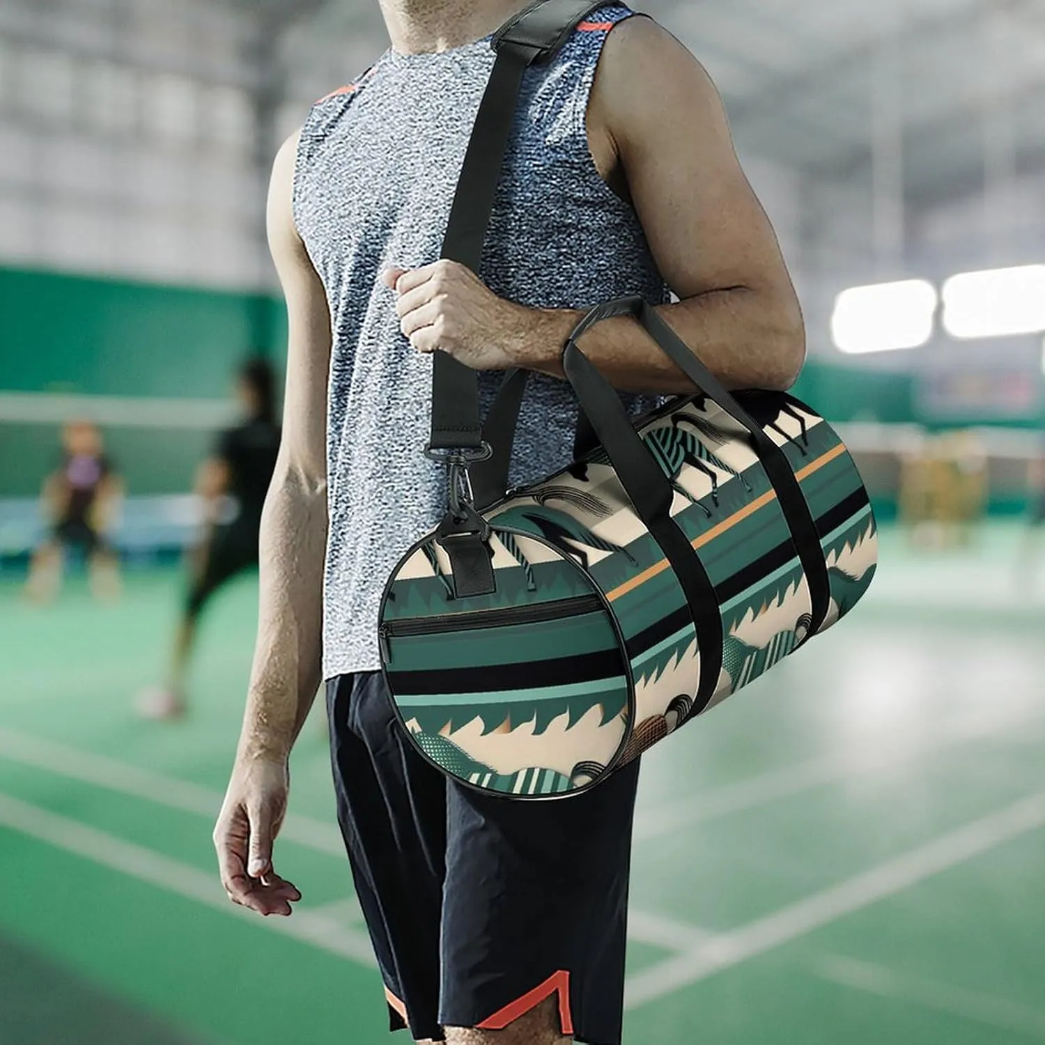 Gym Bag Horse Stripes Pattern Duffel Bag for Men Women Overnight Bag with Shoe Compartment Workout Bags