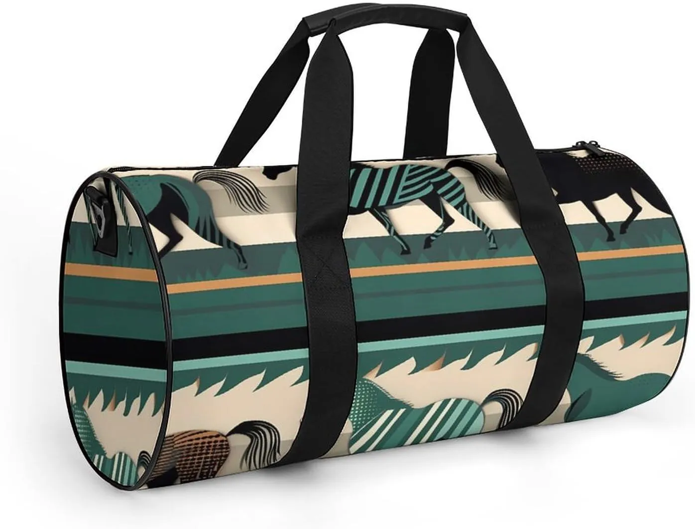 Gym Bag Horse Stripes Pattern Duffel Bag for Men Women Overnight Bag with Shoe Compartment Workout Bags