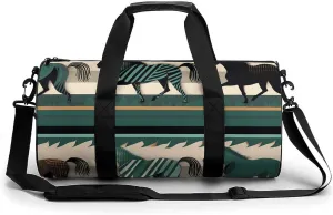 Gym Bag Horse Stripes Pattern Duffel Bag for Men Women Overnight Bag with Shoe Compartment Workout Bags
