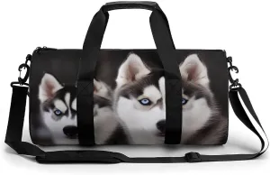 Gym Bag Husky Dog Duffel Bag for Men Women Overnight Bag with Shoe Compartment Workout Bags