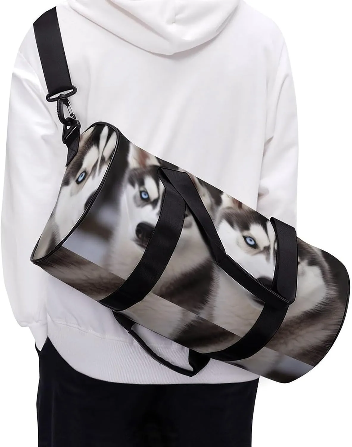 Gym Bag Husky Dog Duffel Bag for Men Women Overnight Bag with Shoe Compartment Workout Bags