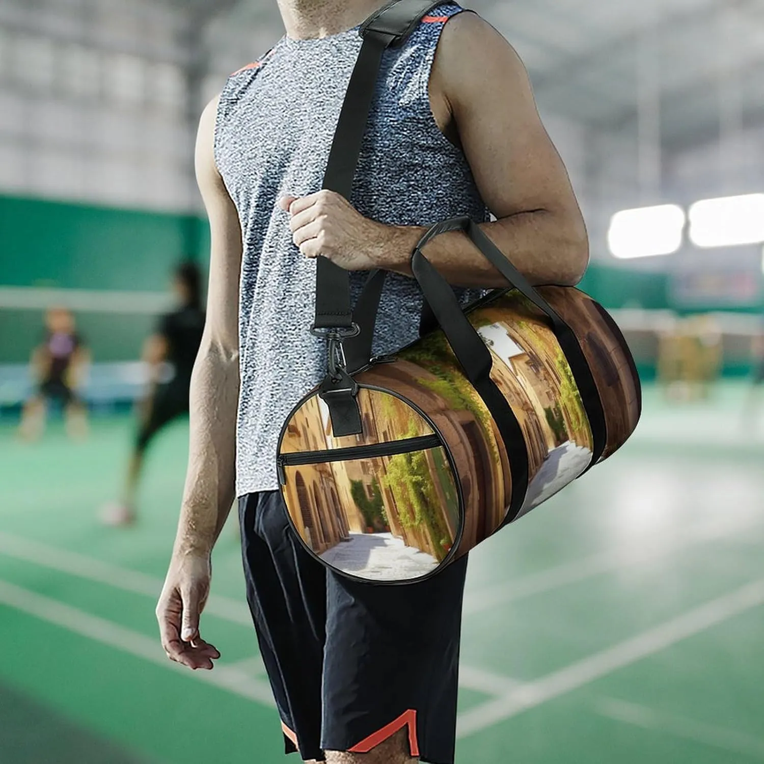 Gym Bag Italian Street Duffel Bag for Men Women Overnight Bag with Shoe Compartment Workout Bags