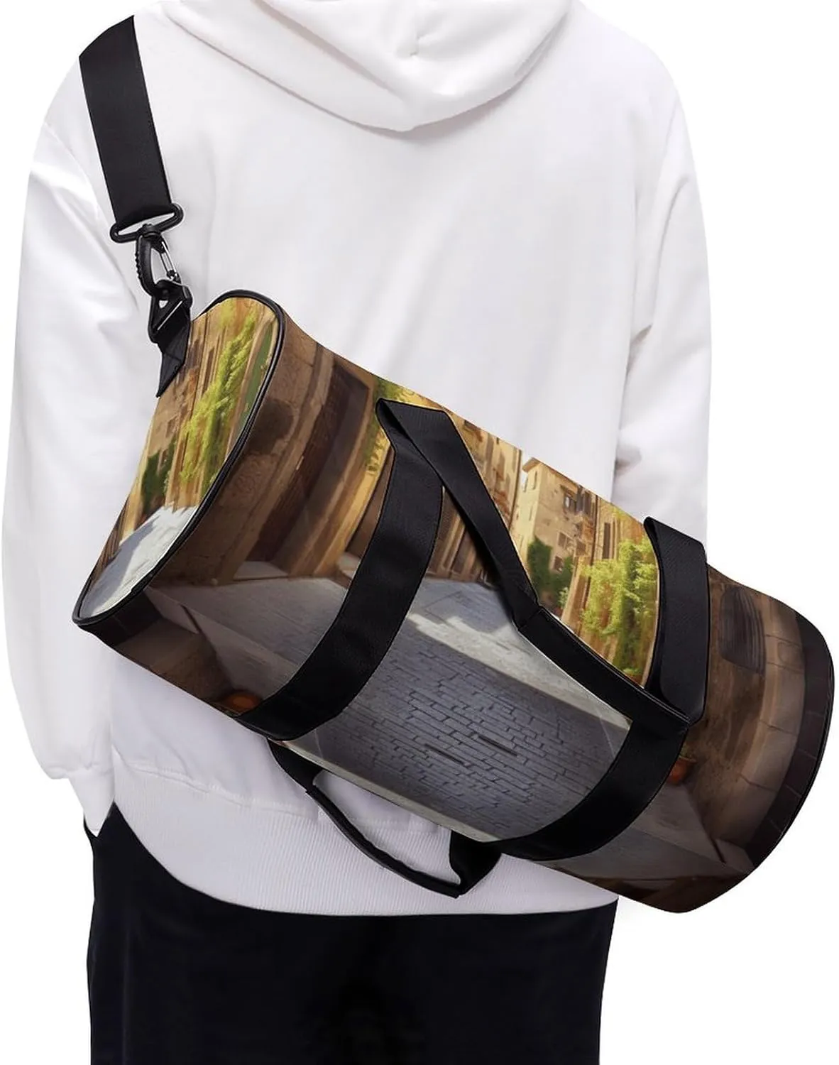 Gym Bag Italian Street Duffel Bag for Men Women Overnight Bag with Shoe Compartment Workout Bags