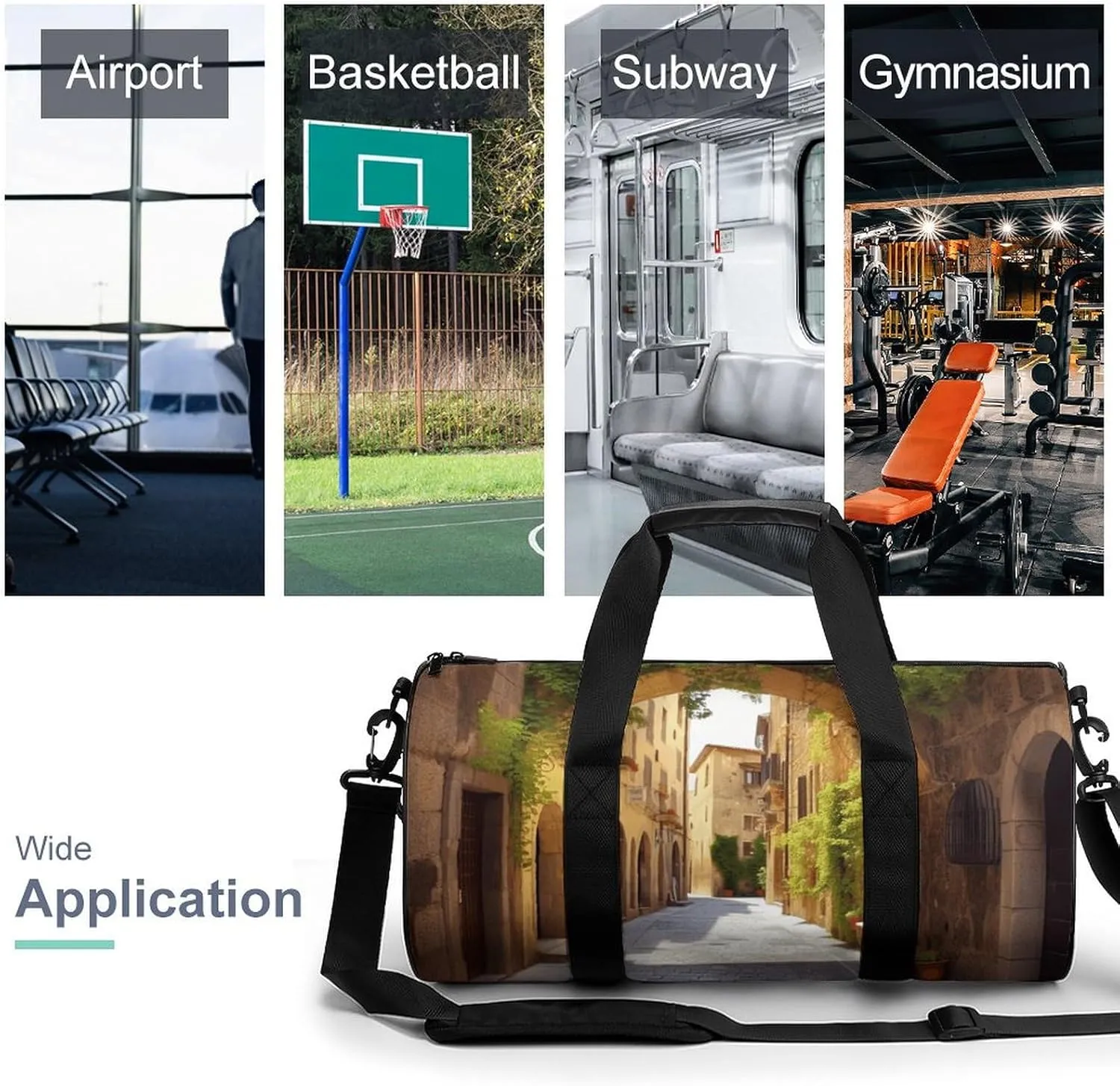 Gym Bag Italian Street Duffel Bag for Men Women Overnight Bag with Shoe Compartment Workout Bags