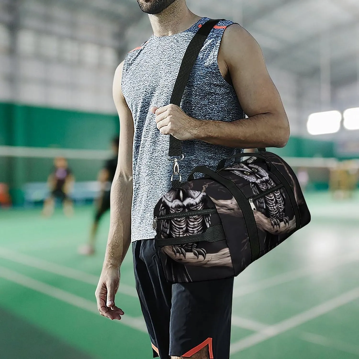 Gym Bag Late Night Owl Duffel Bag for Men Women Overnight Bag with Shoe Compartment Workout Bags