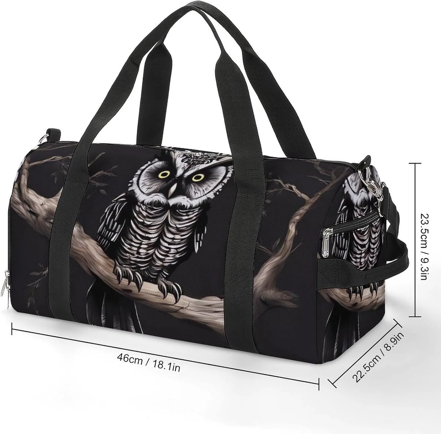 Gym Bag Late Night Owl Duffel Bag for Men Women Overnight Bag with Shoe Compartment Workout Bags