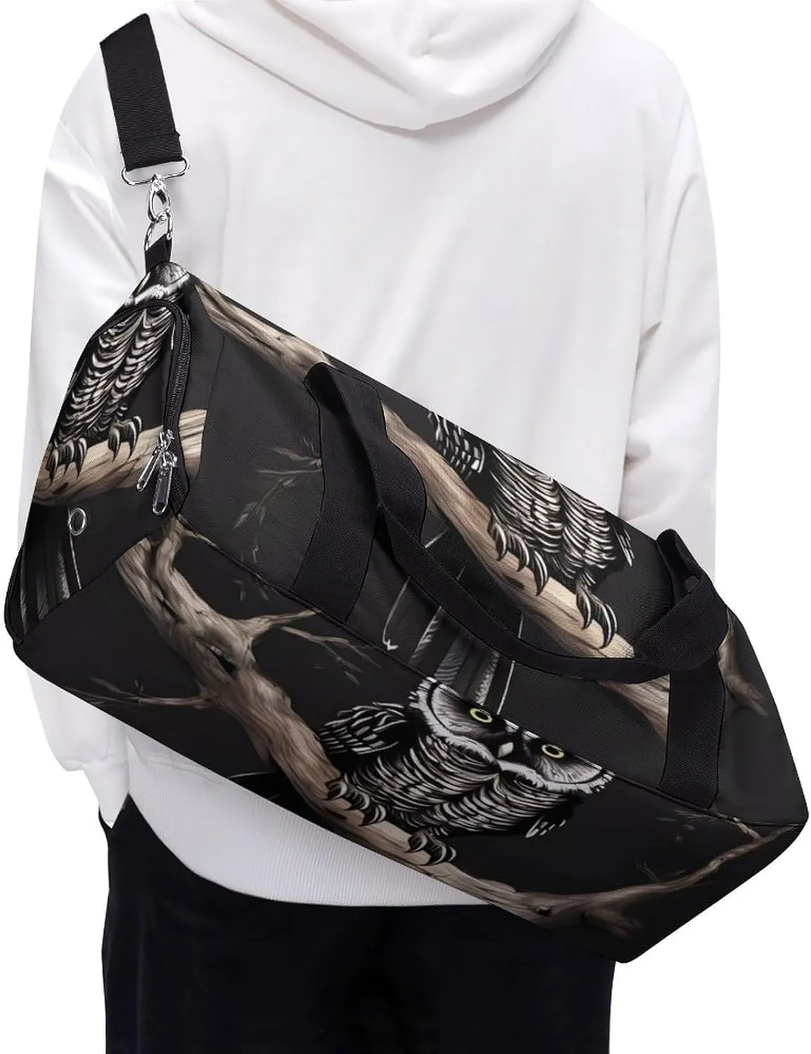 Gym Bag Late Night Owl Duffel Bag for Men Women Overnight Bag with Shoe Compartment Workout Bags