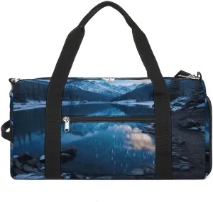 Gym Bag Moraine Lake in A Starry Winter Night Duffel Bag for Men Women Overnight Bag with Shoe Compartment Workout Bags