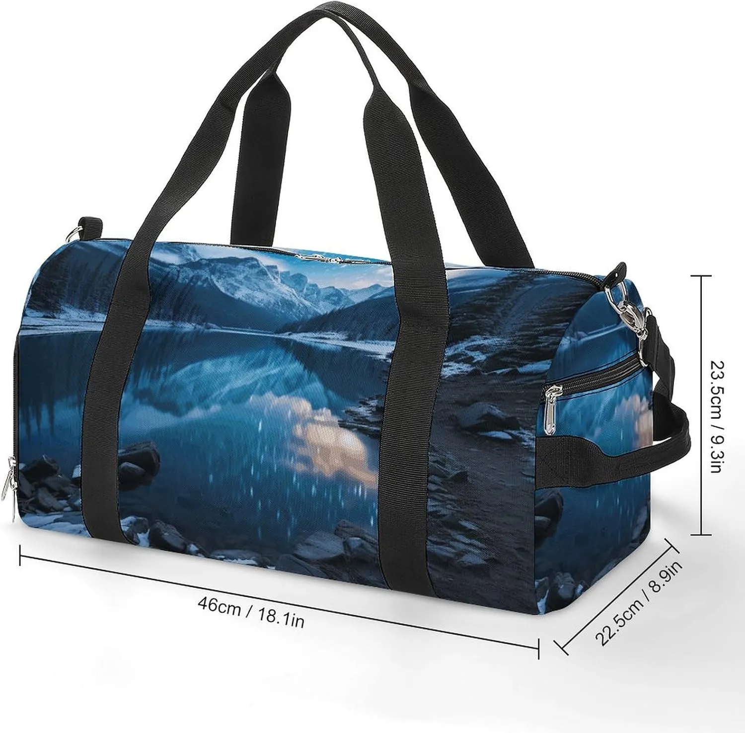 Gym Bag Moraine Lake in A Starry Winter Night Duffel Bag for Men Women Overnight Bag with Shoe Compartment Workout Bags