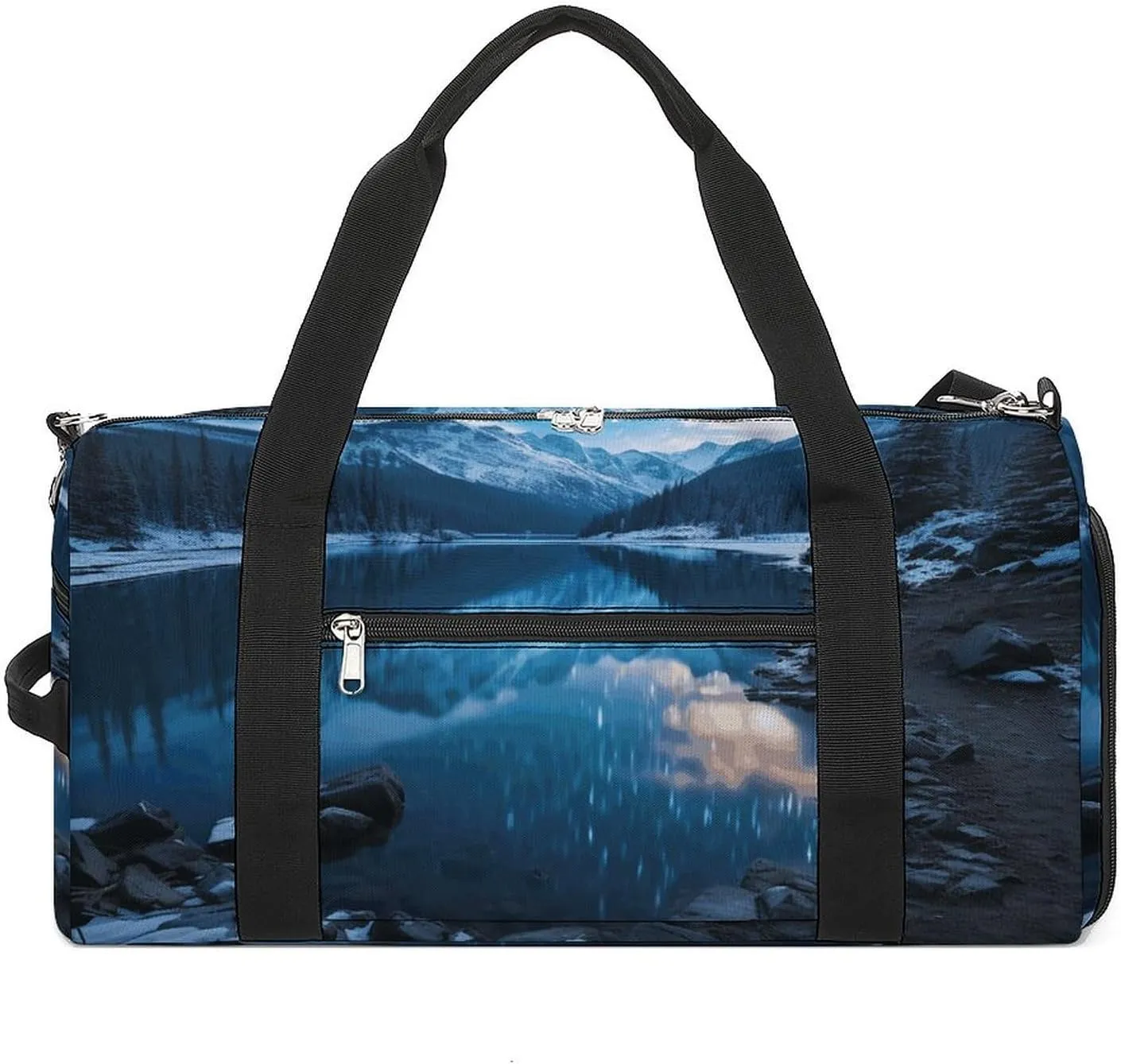 Gym Bag Moraine Lake in A Starry Winter Night Duffel Bag for Men Women Overnight Bag with Shoe Compartment Workout Bags