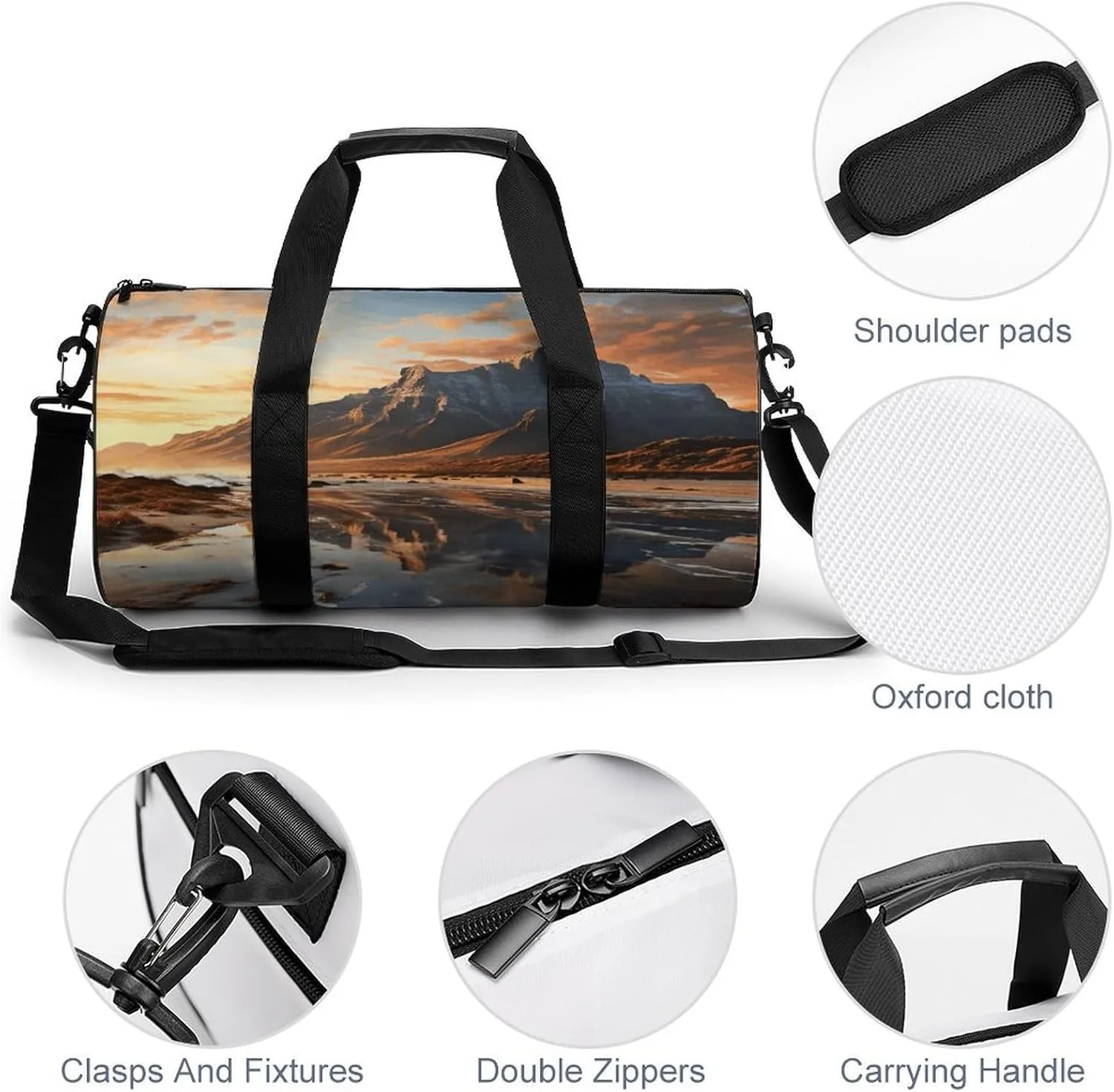 Gym Bag Mountain at Sunrise Duffel Bag for Men Women Overnight Bag with Shoe Compartment Workout Bags