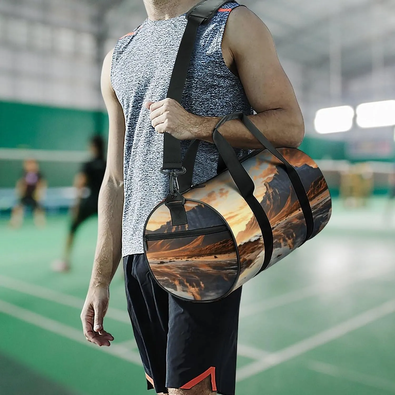Gym Bag Mountain at Sunrise Duffel Bag for Men Women Overnight Bag with Shoe Compartment Workout Bags