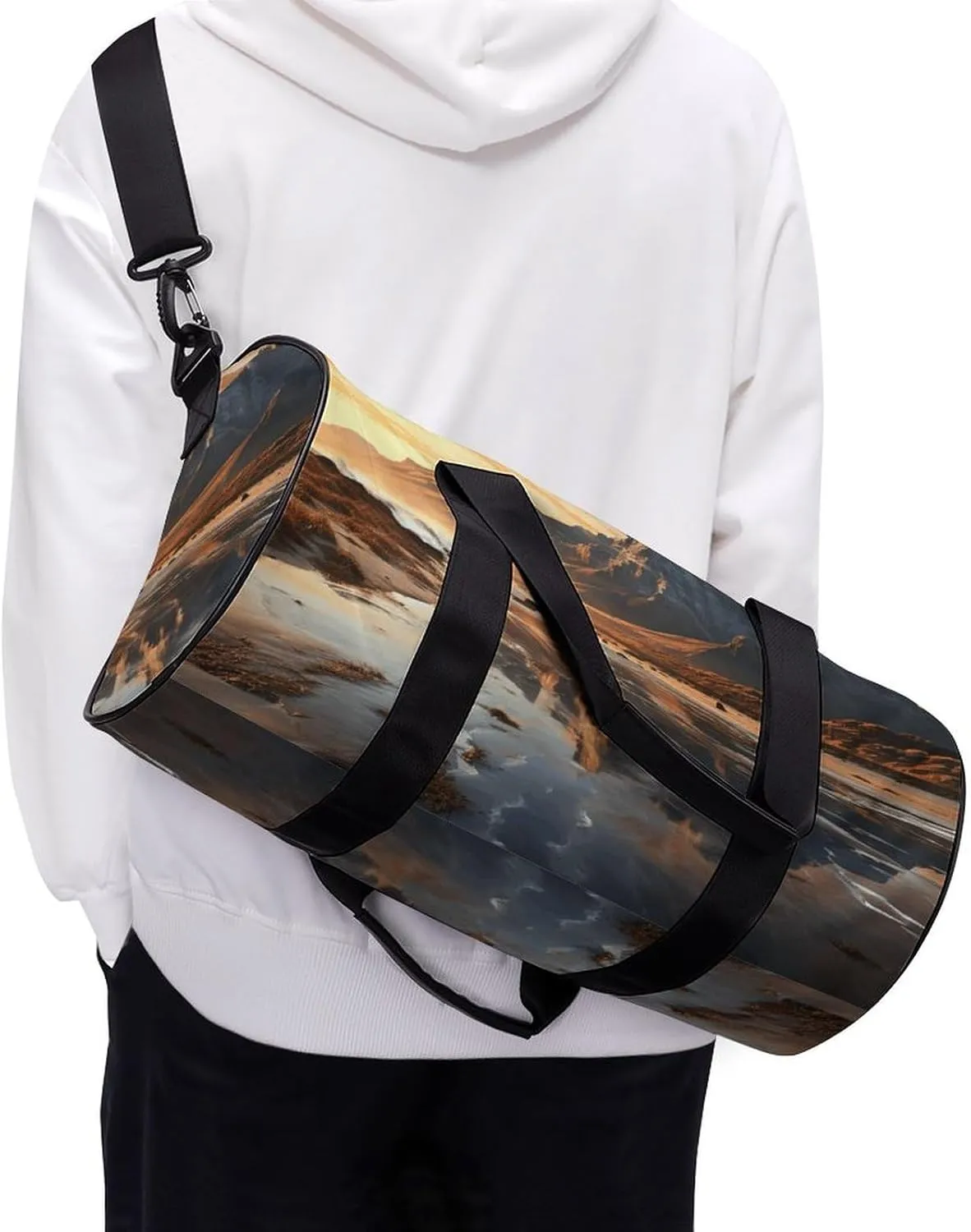 Gym Bag Mountain at Sunrise Duffel Bag for Men Women Overnight Bag with Shoe Compartment Workout Bags