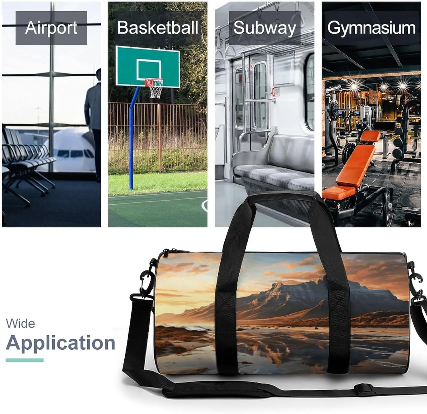 Gym Bag Mountain at Sunrise Duffel Bag for Men Women Overnight Bag with Shoe Compartment Workout Bags